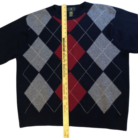 Club Room Lambs Wool Argyle Sweater Mens Size L VTG Crew Neck Ivy League Preppy - Picture 10 of 12